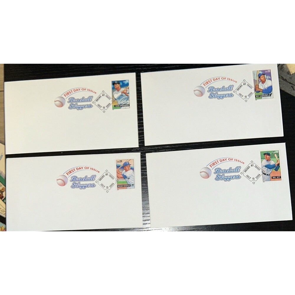 Lot Of 4 DR JIM STAMPS US COVER ROY CAMPANELLA BASEBALL SLUGGERS Envelopes